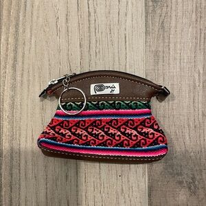 Brown and Pink Patterned Coin Purse